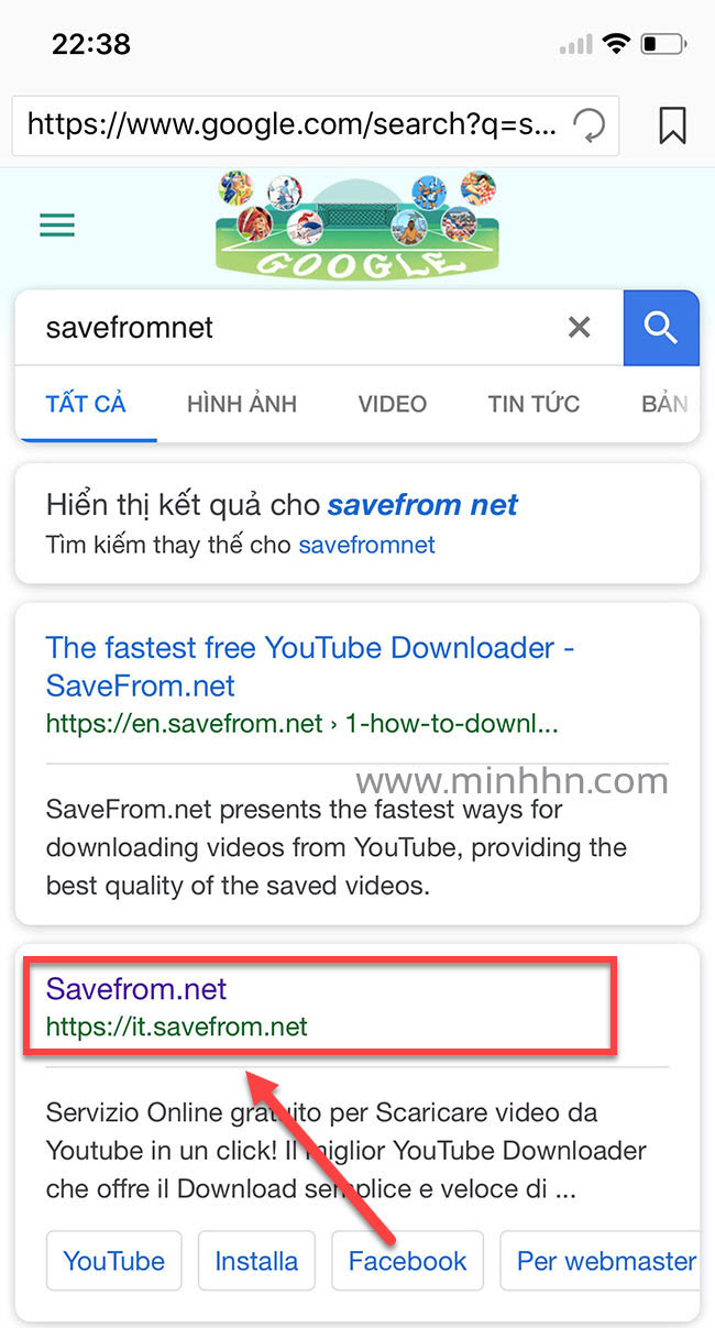 Chọn link SaveFromNet