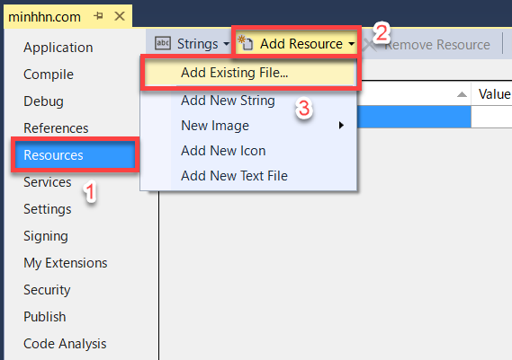 Resources > Add Resource > Add Existing File...