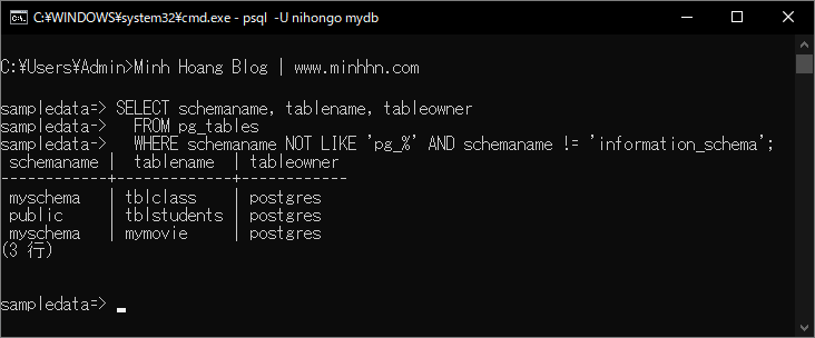 Lấy danh sách bảng PostgreSQL từ danh mục hệ thống pg_tables (2)