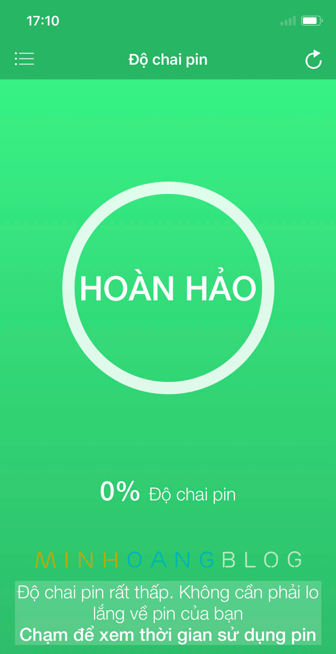 Kiểm tra được % chai pin