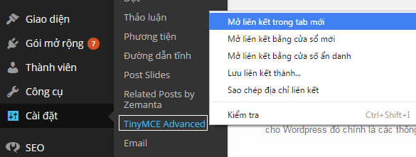 Cài đặt plugin TinyMCE Advanced