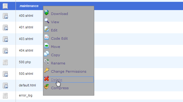 How to Delete the .maintenance File in cPanel