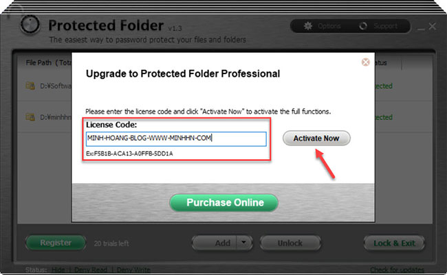 Kích hoạt IObit Protected Folder Pro v1.3
