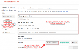 Thiết lập thông tin và lấy Google Search Engine ID