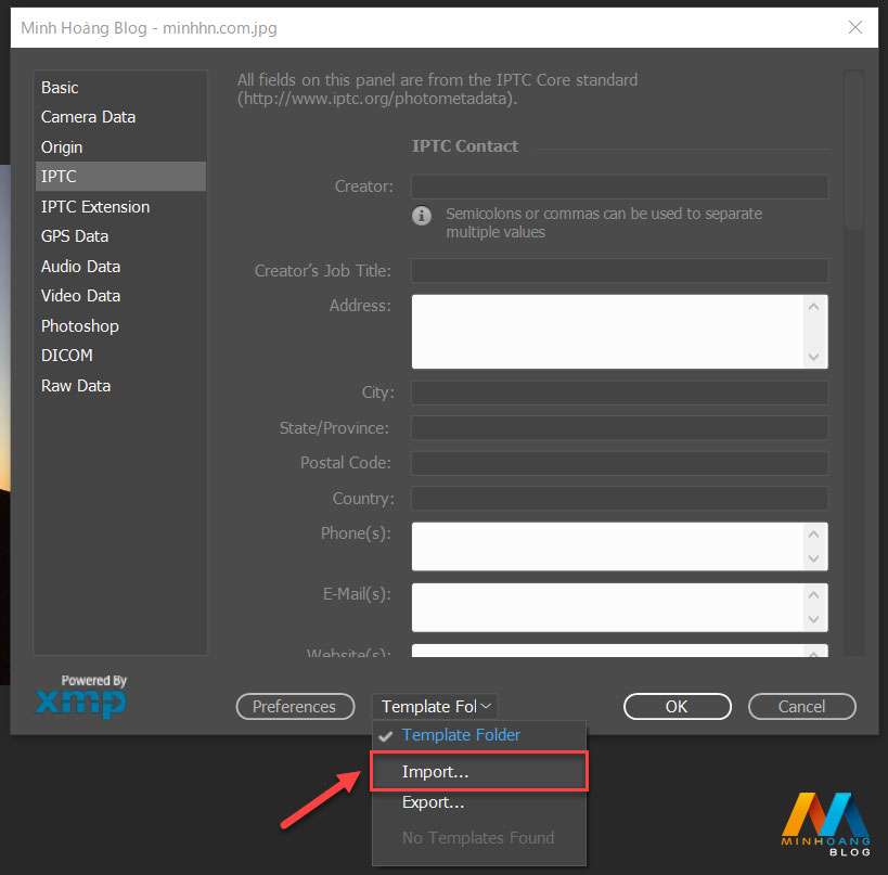 Import info data 360 cho hình.