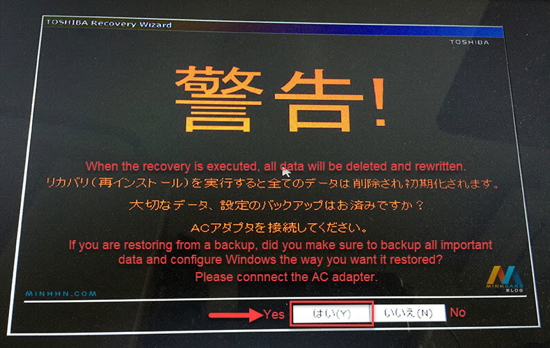 Restore Recovery Partition, click Yes