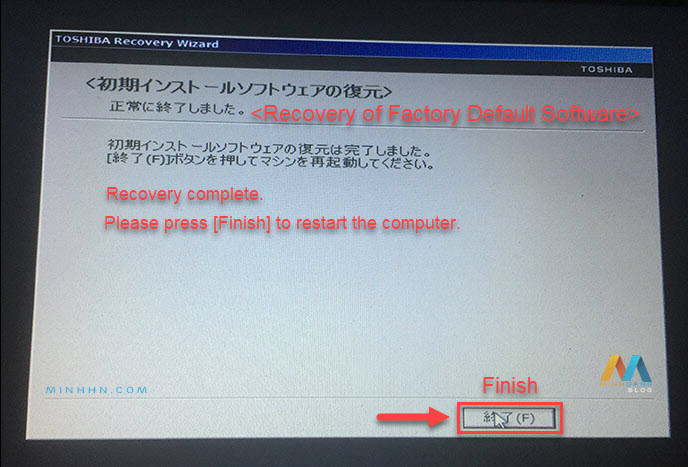 Restore Recovery Partition, Click Finish