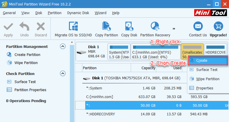 MiniTool Partition Wizard Create Partition