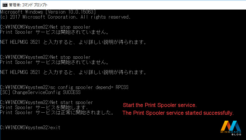 Start service Print Spooler thành công.