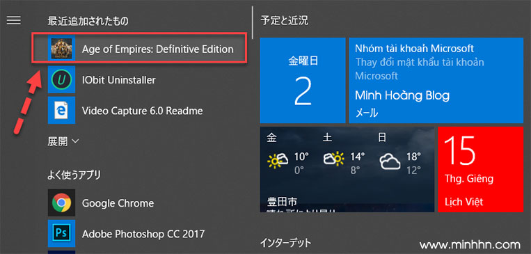 Khởi động game từ Start Menu (tại là game Windows Store)