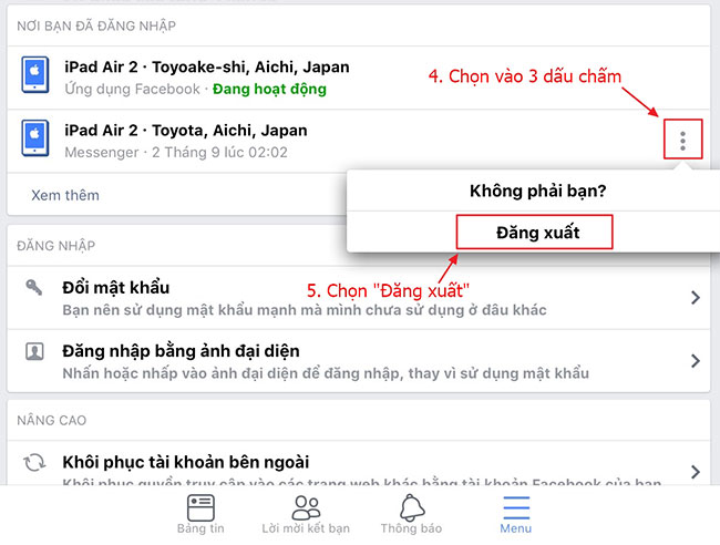 Cách đăng xuất Facebook Messeger trên điện thoại