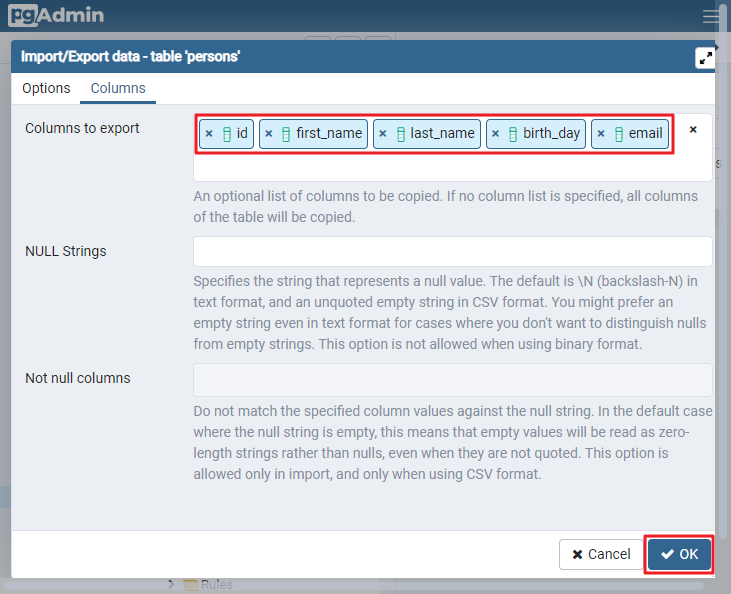 Cách export dữ liệu của table PostgreSQL ra CSV file - Hình 10