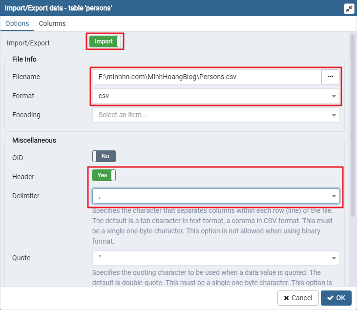 Cách import dữ liệu CSV vào table PostgreSQL - Hình 8