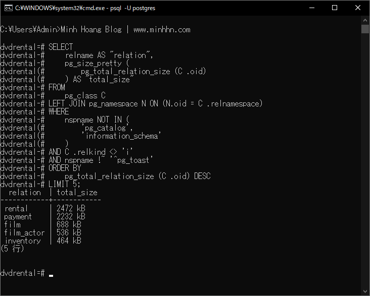 Cách lấy kích thước của database, table, indexes, tablespace trong PostgreSQL - Hình 4