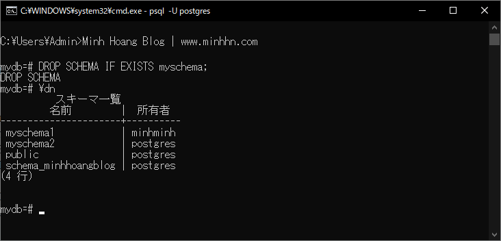 Lệnh PostgreSQL DROP SCHEMA - Hình 2