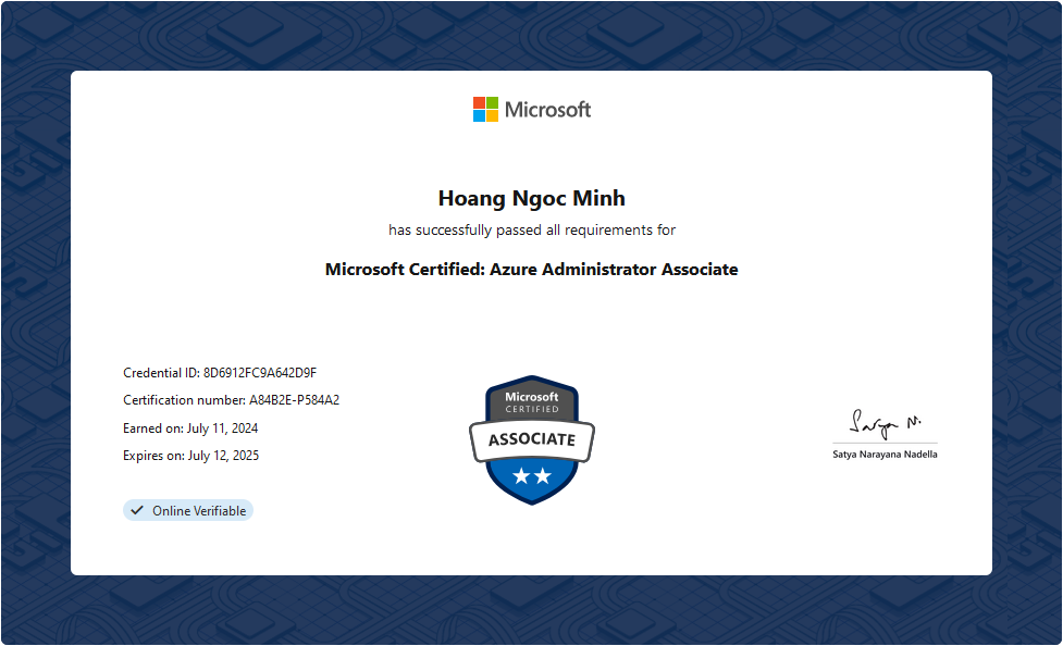 Hoàng Ngọc Minh - AZ-104: Microsoft Azure Administrator